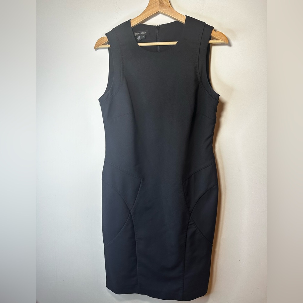 PAPERWHITE Black Sleeveless Career Size 10 Dress Back Split Zipper Closure